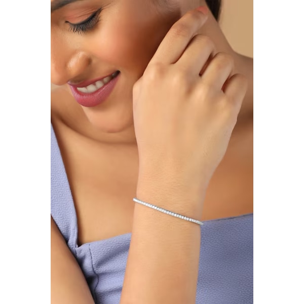 Curio Cottage Silver Plated Crystals Sparkling Studded Eternity Tennis Bracelet, ₹6,499