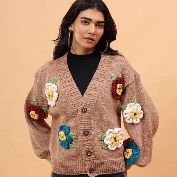 Khai Ajoobaa Colorful "3 D Blossom" Handknitted Merino Sweater, ₹6,499