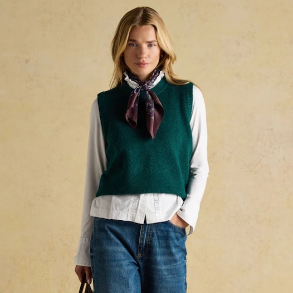 Next Joules Holly Dark Green Knitted Crew Neck Vest, ₹6,143