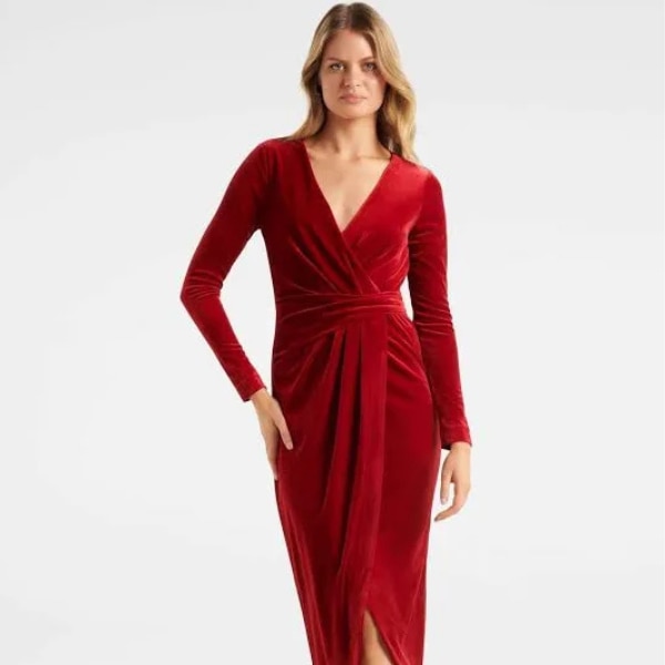 Forever New Antionette Wrap Velvet Midi Dress, ₹3,520