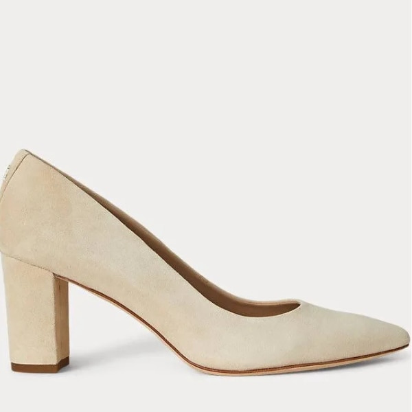 Ralph Lauren Lanette Suede Block-Heel Pumps, ₹12,525