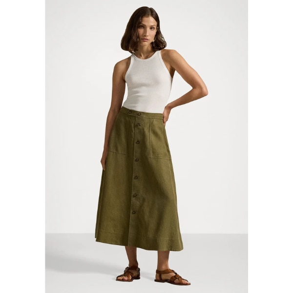 Polo Ralph Lauren Women Green Hemp A-Line Midi Skirt, ₹39,500