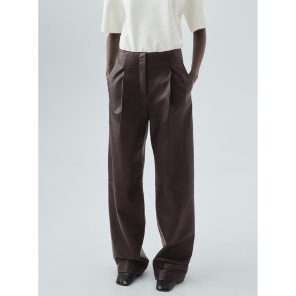 Mango 100% Leather Straight-Leg Trousers, ₹26,990