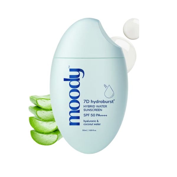 Moody Hydro Burst Water Sunscreen with SPF 50, ₹600 