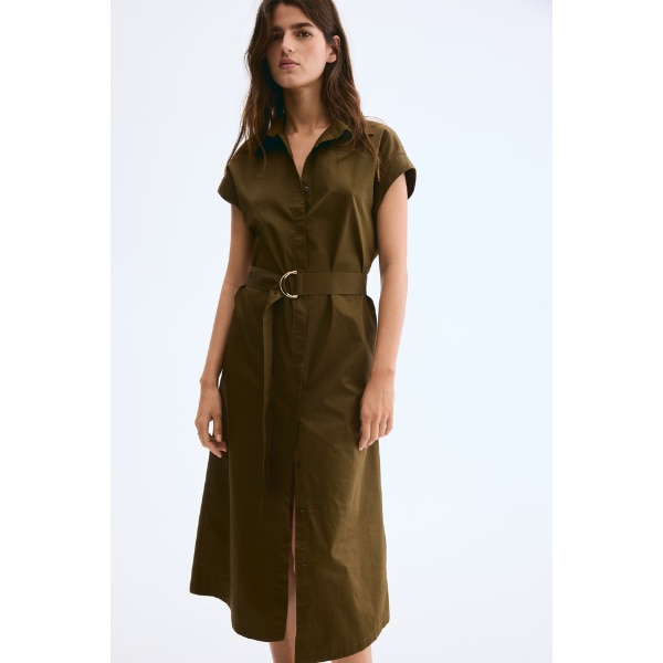 H&M Belted Poplin Shirt Dress, ₹2,099
