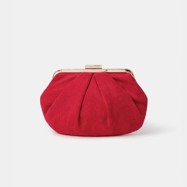 Accessorise Pleated Suedette Clutch Bag Red, ₹5,195