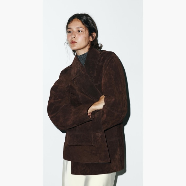Zara Oversized 100% Suede Leather Jacket, ₹15,550