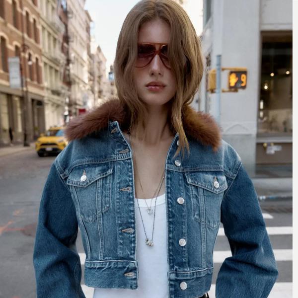 Zara TRF Strass Crop Denim Jacket, ₹5,950