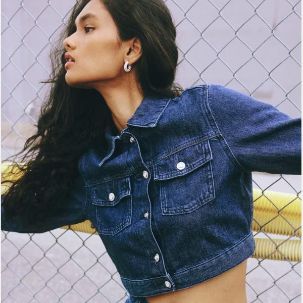 H&M Cropped Denim Jacket, ₹4,499