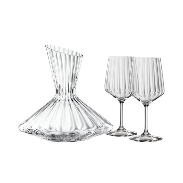 Spiegelau Set of 2 Fluted Wine Glasses with Decanter, ₹6,975