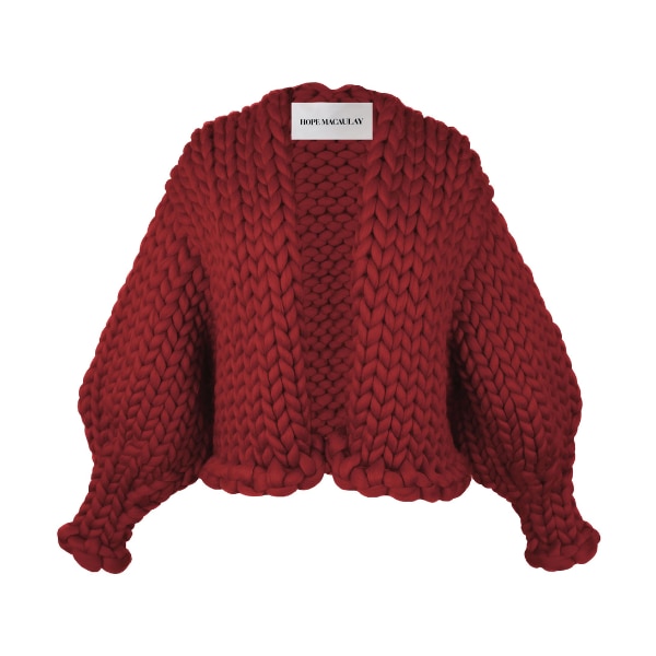 Hope Macaulay Burgundy Colossal Knit Cardigan, ₹39,300