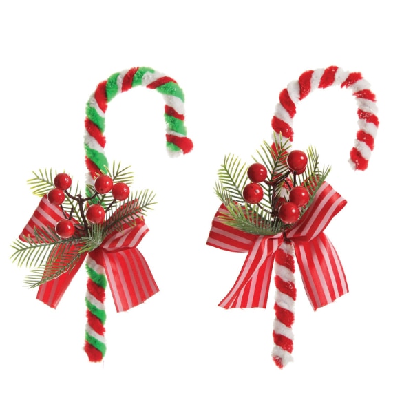 The Christmas Cart Medium Chenille Stick Christmas Candy Cane with Pine and Berries, ₹976 approx.