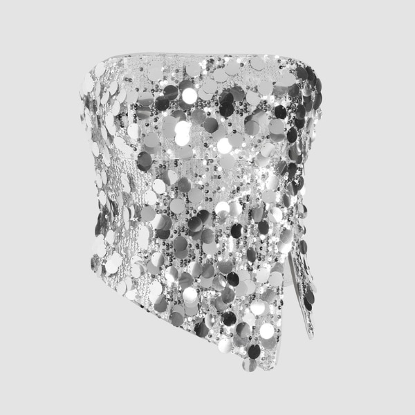 Cider Sequin Asymmetrical Split Tube Crop Top, ₹2,200