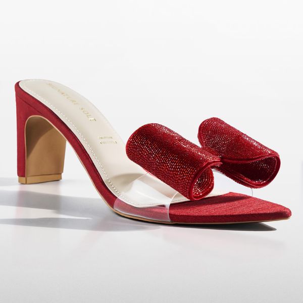  Signature Sole Red Bows, Rhinestones Embellished Heels, ₹7,598