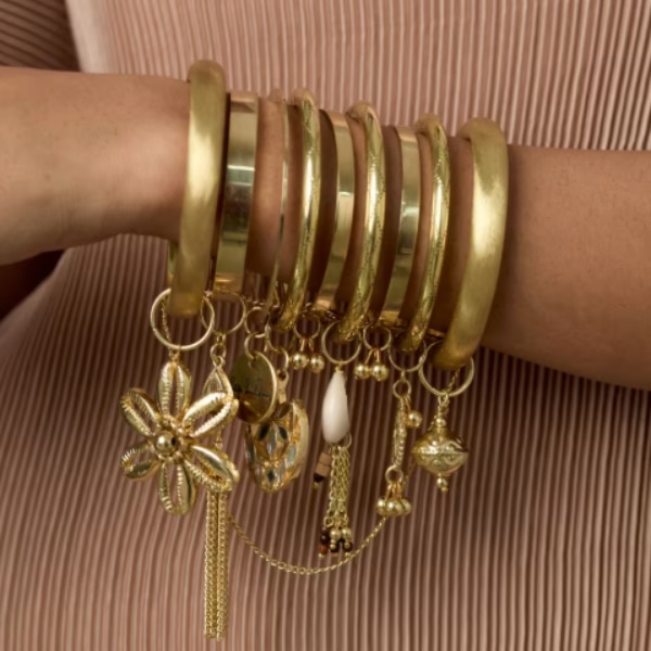 Ogaan Ritika Sachdeva Gold Plated Mixed Bangle Stack, ₹6,000