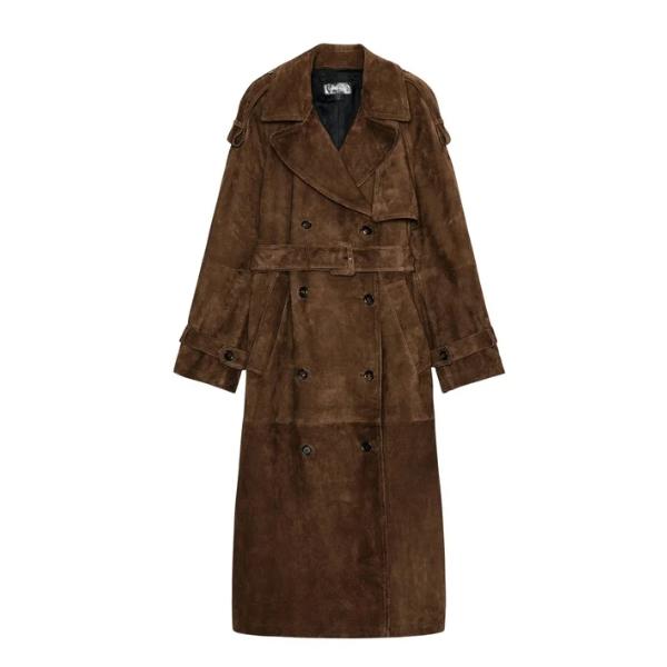 Zara Suede Leather Trench Coat, ₹59,950