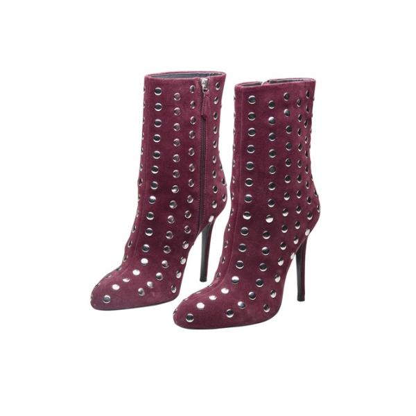Oroh Eliana Chic Pencil Heel Ankle Boots in Maroon, ₹11,990