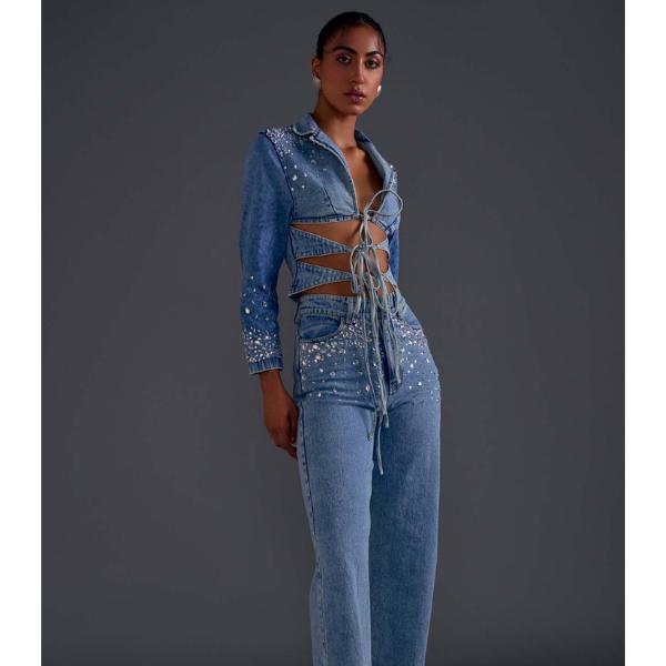 The Clothing Factory Embellished Wide Leg Jeans, ₹4,171