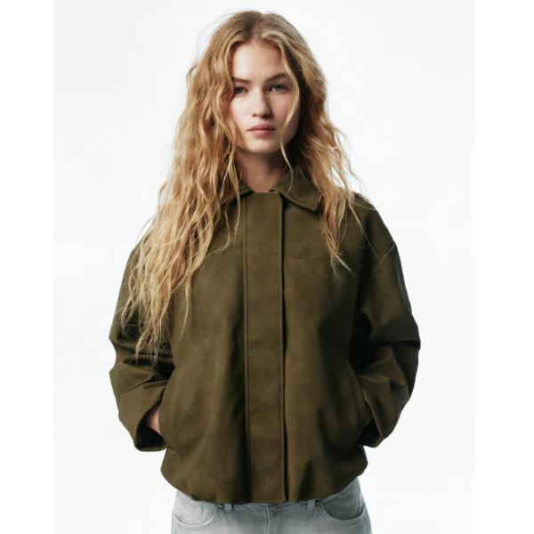 H&M Olive Green Collared Bomber Jacket, ₹3,499