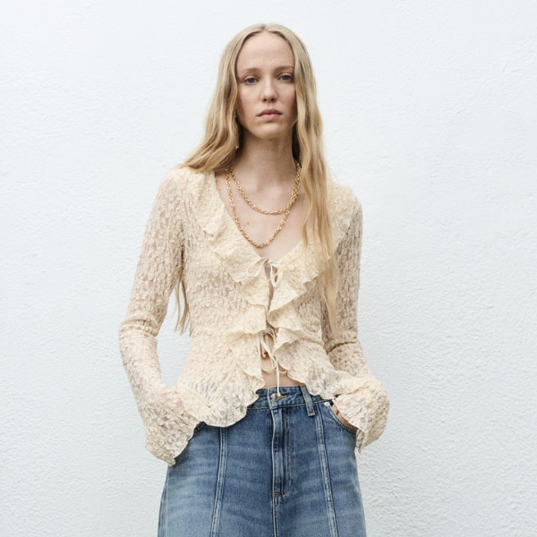 Mango Lace Blouse with Ruffles, ₹3,590