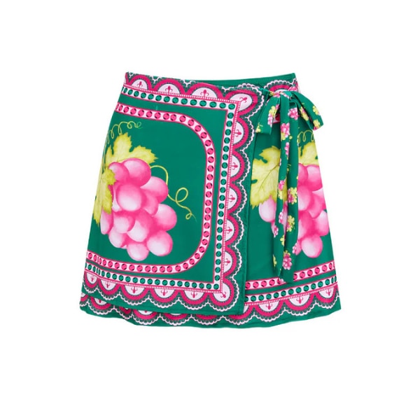 Miakee Retro Ruffle Short Skirt - Green, ₹2,315