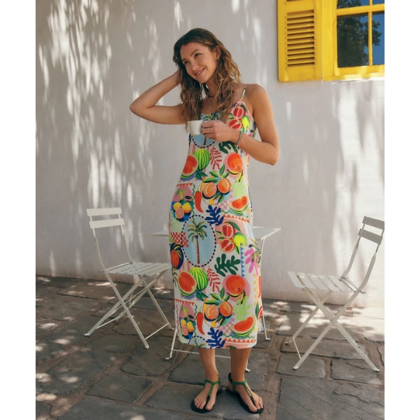 Next Multi Fruit Print Midi Slip Summer Dress, ₹3,100