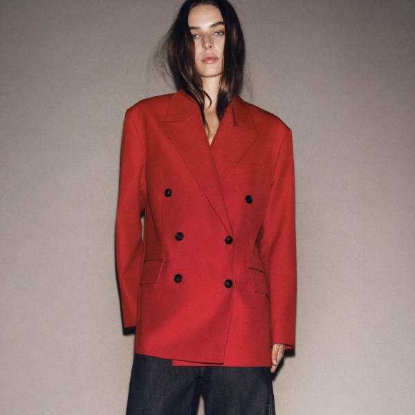 Zara ZW Collection Double-Breasted Straight Blazer, ₹10,950