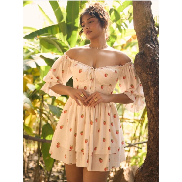 Lea Clothing Co. Lillibeth White Strawberry Printed Mini Dress, ₹4,491