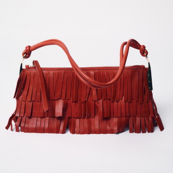 Mango Leather Shoulder Bag with Fringes, ₹9,990
