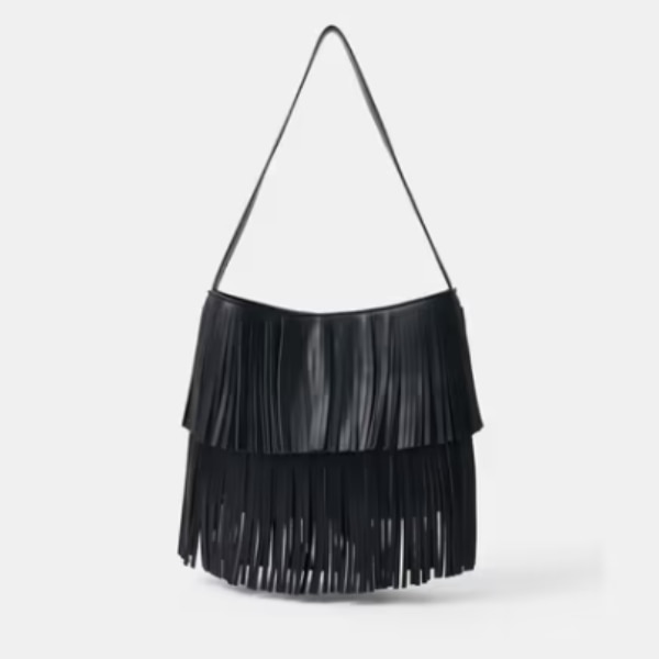 Accessorize London Women Black Fringe Shoulder Bag, ₹6,295