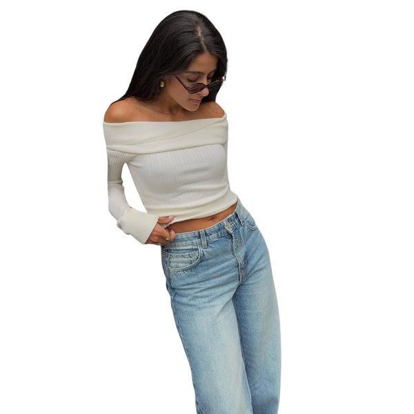 Bershka Texture Sweater With Bardot Neckline, ₹2,074 