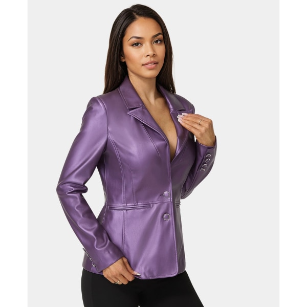 Bebe Tailored Metallic Vegan Leather Blazer, ₹21,600