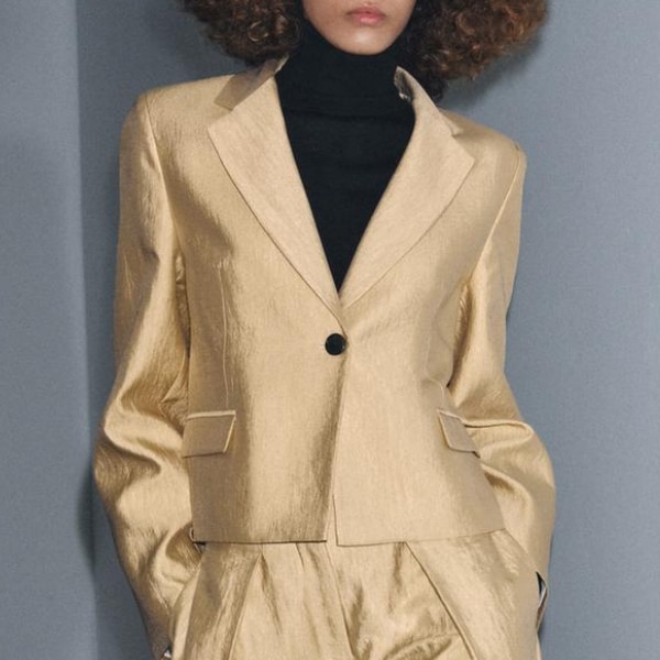 Zara ZW Collection Metallic Cropped Blazer, ₹8,550
