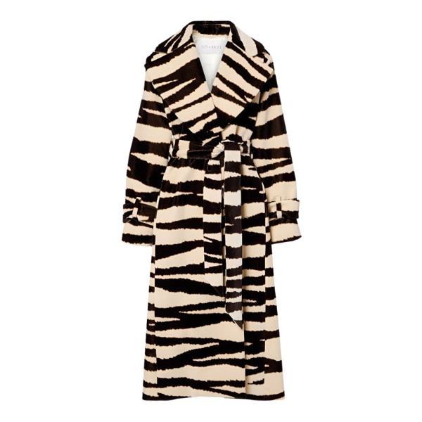 Nina Ricci Zebra Print Cotton Velvet Wrap Coat, ₹94,000