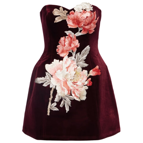 Rosario Floral Applique Velvet Mini dress, Leo Lin, ₹76,199 
