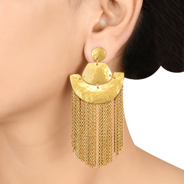 Tribe Amrapali Gold Plated Chain Drop Earrings, ₹6,540