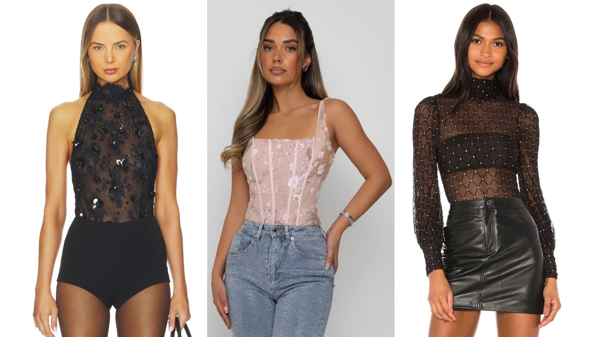 The embellished bodysuits are the only going out tops we’re wearing after dark