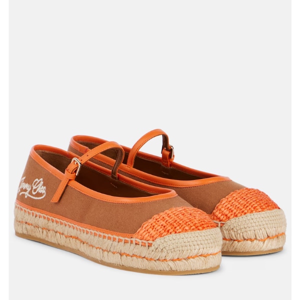 Jimmy Choo Aciel Leather-Trimmed Canvas Espadrilles, ₹49,482
