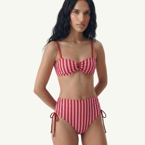 Lemonlords Strawberry Stripe Bandeau Bikini Set, ₹ 2,299