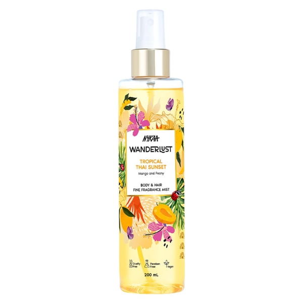 Nykaa Wanderlust Tropical Sunset Fruity Floral Perfume Mist with Mango & Caramel, ₹599
