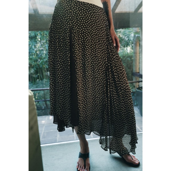 Zara ZW Collection Asymmetric Polka Dot Skirt, ₹6,550