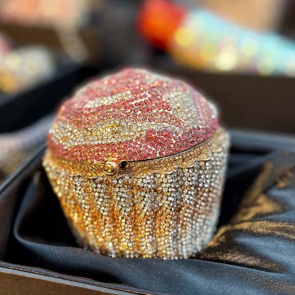 House Of Bling Pink Crystals Studded Cupcake Shaped Clutch, ₹15,999