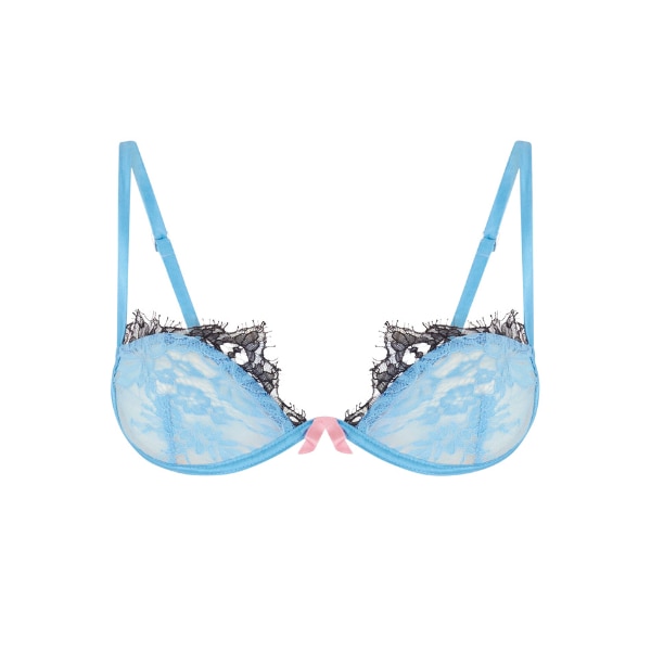 The Attico Blue And Black Lace Bra, ₹48,400 approx.