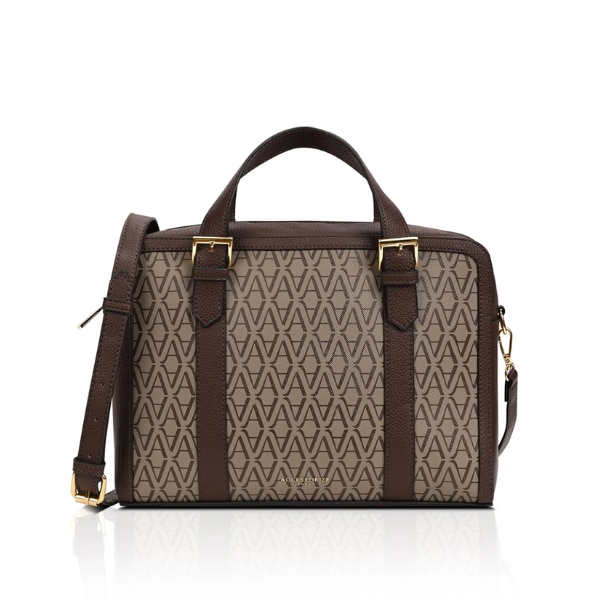 Accessorize London Brown Colorblock Dorota Monogram Satchel Bag, ₹6,995