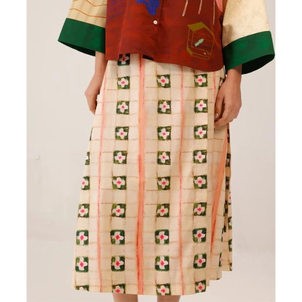 Cord Studio Wrap Skirt-Tiles, ₹11,200