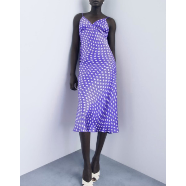 Mango Polka Dot Print Satin Finish Midi Empire Dress, ₹5,990