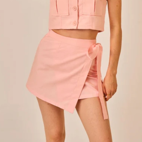 True West Cotton Pop–Pink Wrap Skirt for Women, ₹1,599