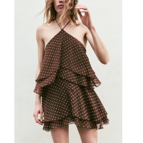 Zara Halter Neck Ruffled Dot Dress, ₹2,950