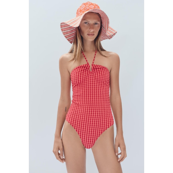 Zara Limited Edition Halter Gingham Swimsuit, ₹3,950