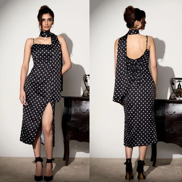 Lea Clothing Malyshka Polka Dot Slip Dress with Scarf, ₹3,590